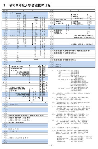 2027年度（令和9年度）神奈川県公立高校入学者選抜の日程