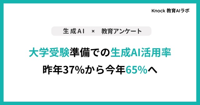 大学受験準備での生成AI活用率、37%から65%へ拡大