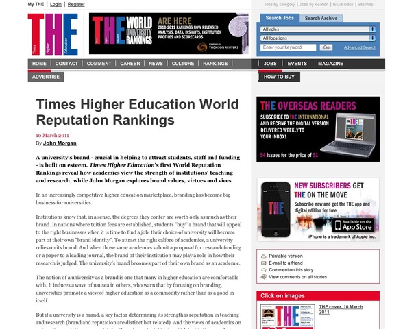 Times Higher Education World Reputation Rankings