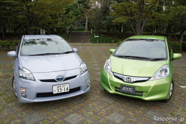 ハイブリッドカー対決 トヨタ プリウス と フィット ハイブリッド