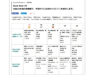 8月のブックベスト10（一部） 画像出典：全国大学生活協同組合連合会