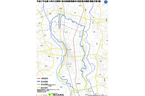 【台風18号】鬼怒川堤防決壊による浸水地域の地図公開 画像