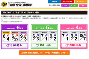 【中学受験】日能研「志望校選定テスト」6/4、「志望校判定テスト」6/25実施 画像