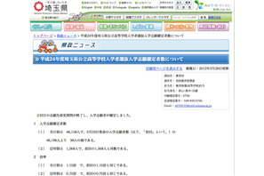 【高校受験】H24埼玉公立高の志願確定…倍率トップは大宮・理数の2.78倍 画像