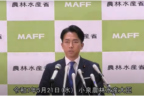 小泉農水大臣 就任記者会見 5/21 2000円台まで下げられるのか 米価格下落へ随意契約導入 画像