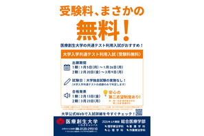 【大学受験2026】医療創生大、共通テストだけで合否…受験料無料 画像