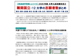 【大学受験2026】難関国立12大学の志願動向を分析…ナガセ 画像