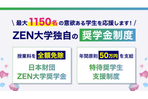 【大学受験2027】ZEN大学、奨学金を最大1,150人に支給 画像
