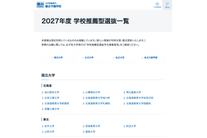 【大学受験2027】学校推薦型選抜、国公私立大の一覧公開…駿台 画像