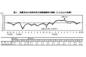 10月の教育費14,951円…3か月ぶりの実質増加 画像