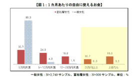 1カ月あたりの自由に使えるお金