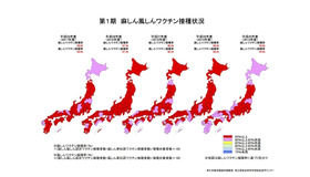 2017年度 第1期麻しん風しんワクチン接種状況（都道府県別地図）