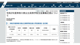 2020年度神奈川県公立高等学校生徒入学定員計画（全日制）