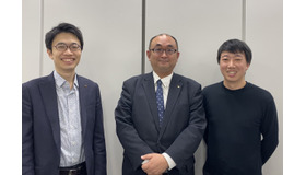 学研プラスの川上氏（左）、遠藤映像事業室長（中）、MOP福井氏（左）