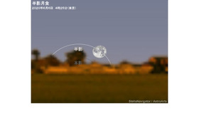 2020年6月6日午前4時25分（東京）の半影月食のシミュレーション　（c） アストロアーツ
