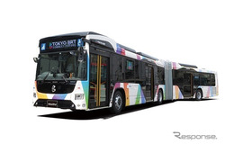 東京BRT使用車両イメージ：ハイブリッド連節バス、いすゞエルガデュオ
