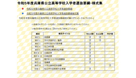 2023年度（令和5年度）兵庫県公立高等学校入学者選抜要綱・様式集