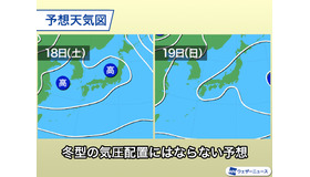 1月18日、19日の予想天気図