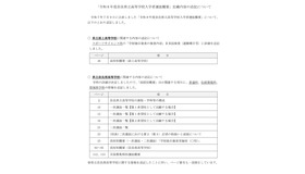 「令和8年度奈良県立高等学校入学者選抜概要」記載内容の追記について