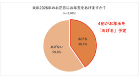 来年2026年のお正月にお年玉をあげるか