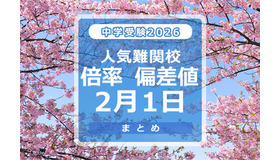 中学受験2026　倍率・偏差値2月1日