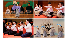 2024年度の発表会（上段左より）謡・仕舞（撮影：菅原康太）、箏曲（下段左より）小鼓、日本舞踊（撮影：武藤奈緒美）