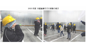 冷蔵倉庫内での実験のようす（2025年度実施）