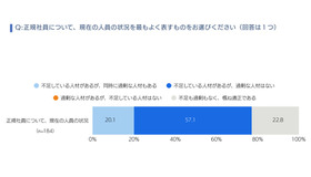 正規社員について現在の人員の状況