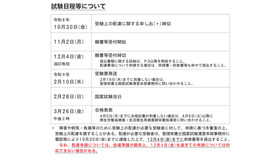 第41回管理栄養士国家試験のおもな日程