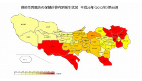 感染性胃腸炎の保健所管内別発生状況　平成25年第48週