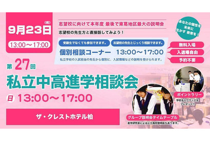 「私立中高進学相談会」柏9/23…私立中高71校参加 画像