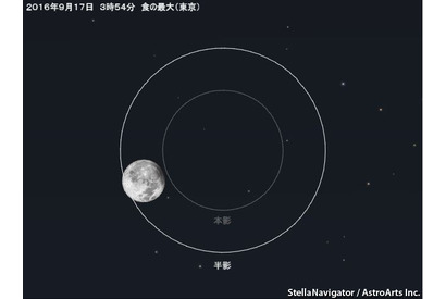 9/17深夜に「半影月食」月の明るさ変化には撮影がお勧め 画像