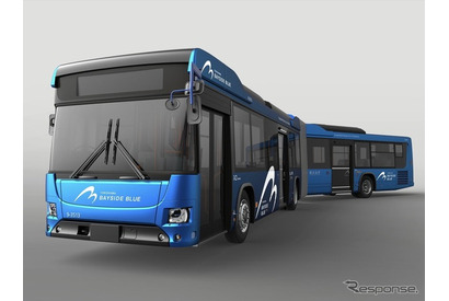 国産初の大型路線ハイブリッド連節バス、横浜市へ 画像