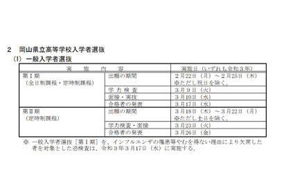 【高校受験2021】岡山県立高、一般入試学力検査3/9 画像