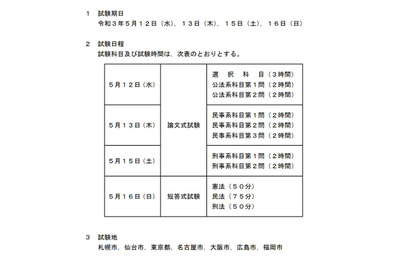 法務省、2021年司法試験・予備試験の日程発表 画像