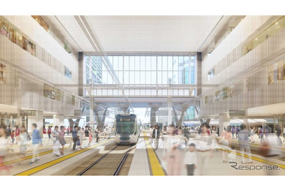 2階に乗り入れる路面電車…広島駅の新駅ビル3月着工 画像
