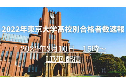 【大学受験2022】東大高校別合格者数速報…3/10午後3時よりライブ配信 画像