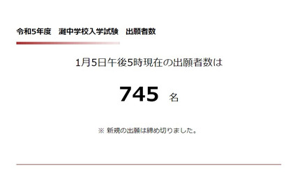 【中学受験2023】灘の確定出願倍率4.14倍 画像