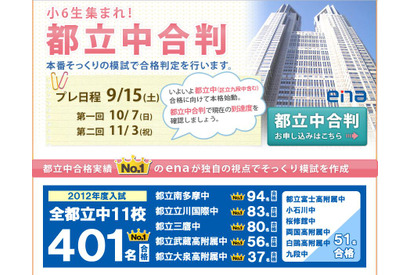 【中学受験2013】小6対象、都立中学合格判定模試…10/7、11/3開催 画像