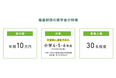 福盛財団、通塾希望の児童を支援…返還不要の奨学金を支給 画像