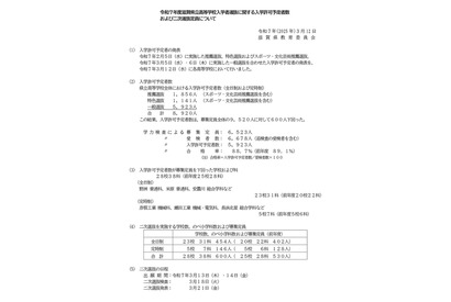 【高校受験2025】滋賀県立高の二次選抜…米原（普通）など28校600人募集 画像