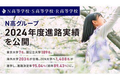 N高グループ、東大7名・早慶82名合格…進路決定率95％ 画像