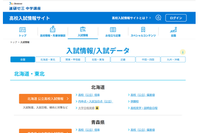【高校受験2026】全国公立高の入試データ、合格者の内申点・当日点も…進研ゼミ 画像
