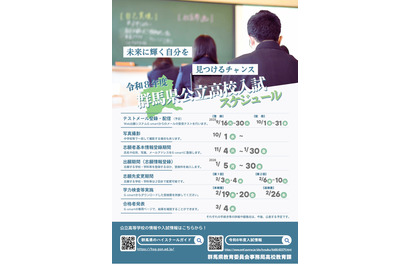 【高校受験2026】群馬県公立高、入試要項公表…学力検査2/19-20 画像