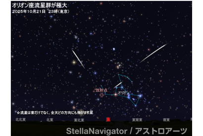 オリオン座流星群10/21深夜から見ごろ、前後数日が観測チャンス 画像