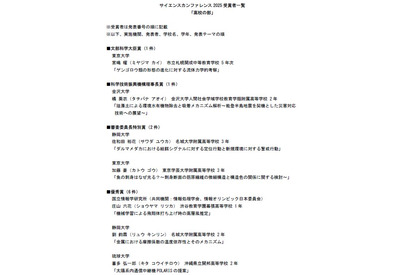 サイエンスカンファレンス2025、札幌開成や渋幕の生徒が受賞 画像