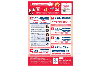 京大ら5大学「女子中高生のための関西科学塾」受講生募集 画像