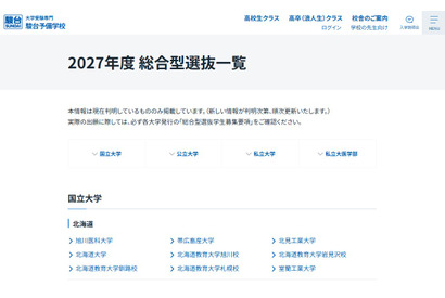 【大学受験2027】総合型選抜、国公私立大の一覧公表…駿台 画像