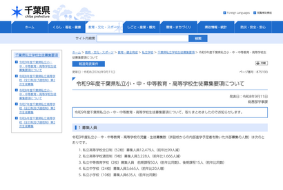 【小学校受験2027】【中学受験2027】【高校受験2027】千葉県、私立学校の募集要項公表