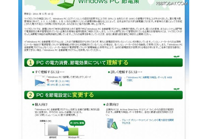 日本マイクロソフト、Windows PC自動節電プログラムを無料提供 画像